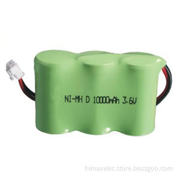 NiMH D-cell 3.6V 10Ah Battery Pack, OEM Batteries 1.2-48V